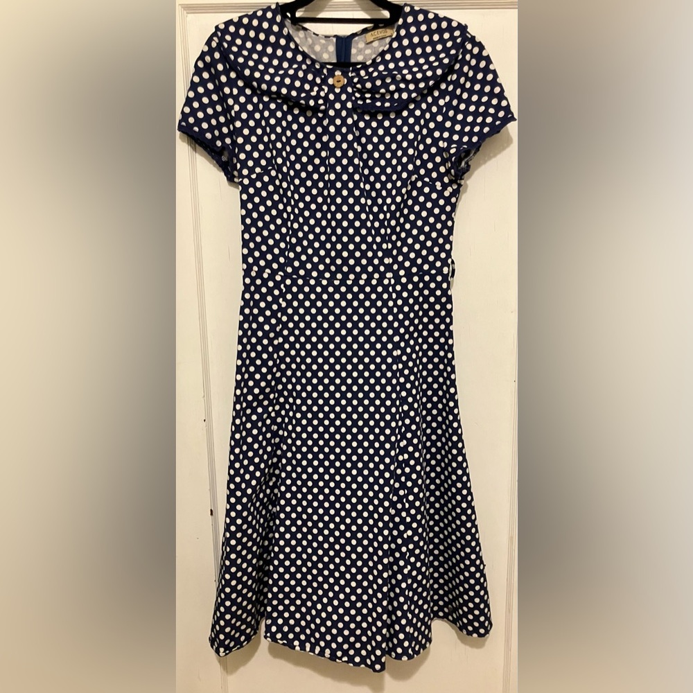 Cute Blue and White Polka Dot Dress